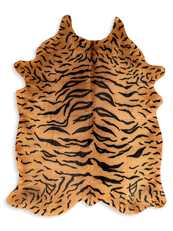 Natural Togo Tiger Print Cowhide Area Rug